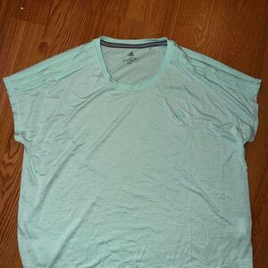 Adidas Women's Green and Blue T-shirt